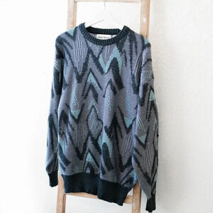Vintage Michael Gerald Sweater Mens Sz L Multicolor Acrylic Knit Grandpa 90s